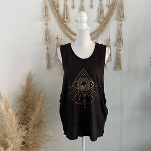 Spiritual Gangster black gold tank top muscle tee yoga athleisure workout large